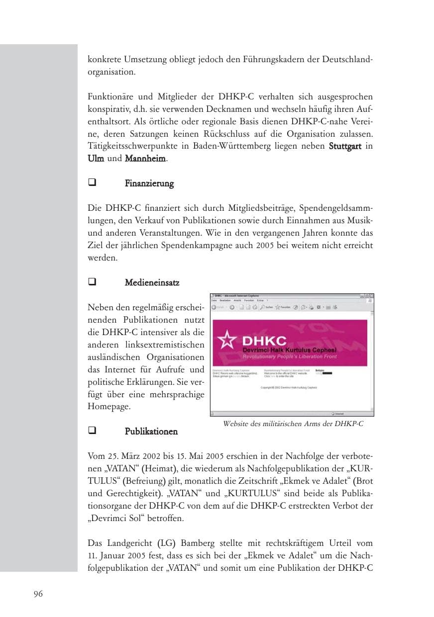 Seite 97 des Verfassungsschutzbericht 2005 Baden-Württemberg