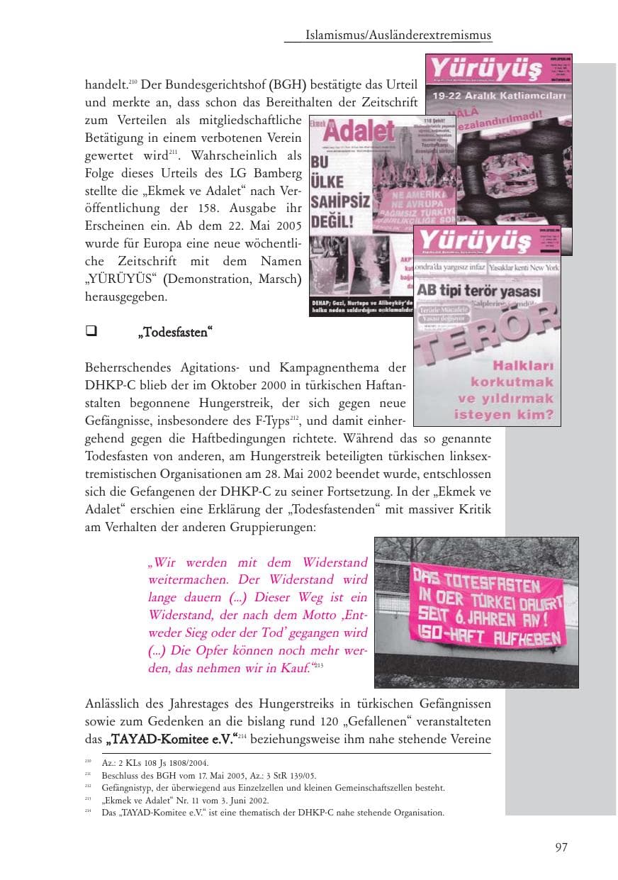 Seite 98 des Verfassungsschutzbericht 2005 Baden-Württemberg