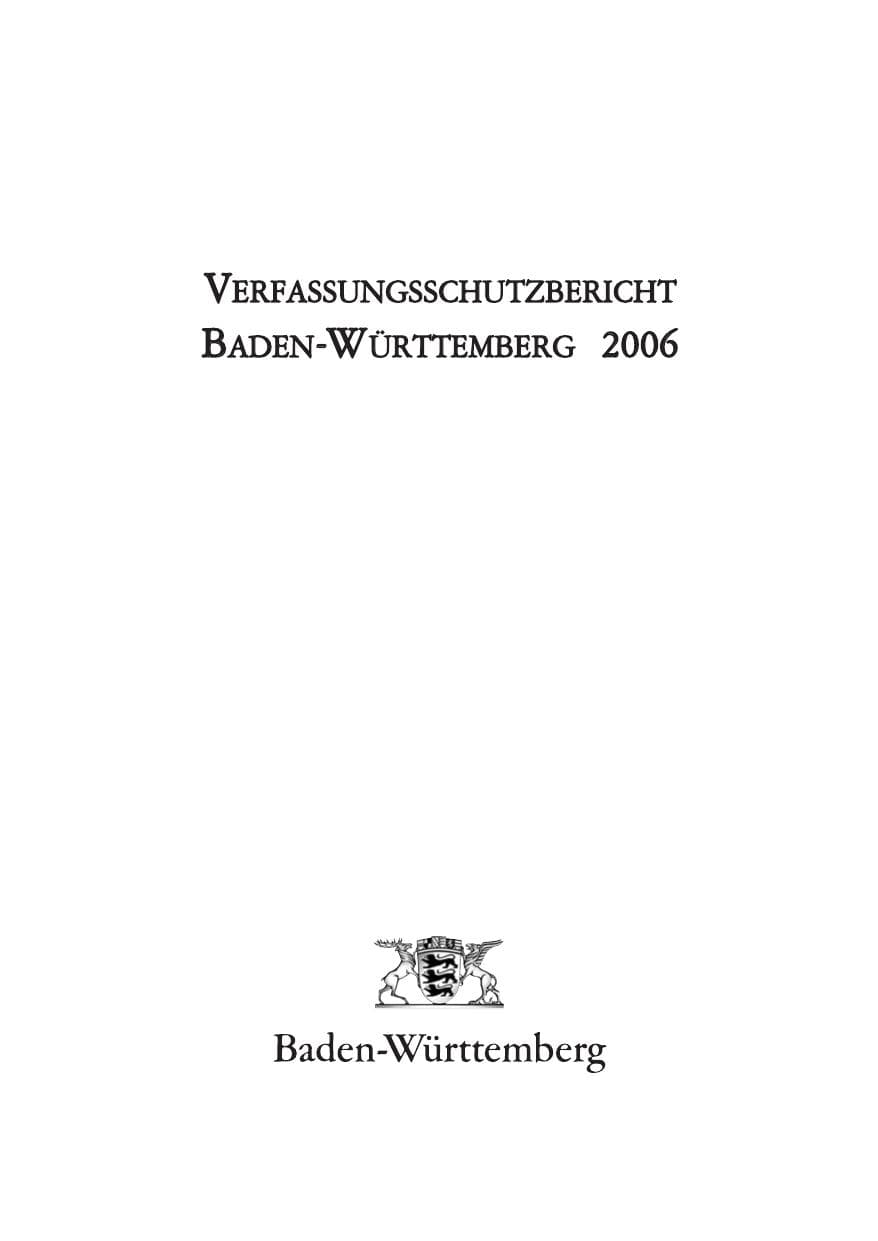Seite 2 des Verfassungsschutzbericht 2006 Baden-Württemberg