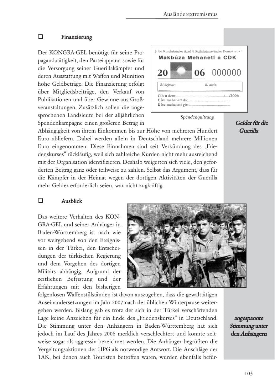 Seite 104 des Verfassungsschutzbericht 2006 Baden-Württemberg