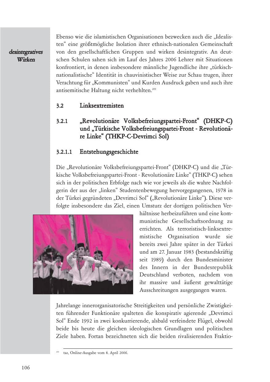 Seite 107 des Verfassungsschutzbericht 2006 Baden-Württemberg
