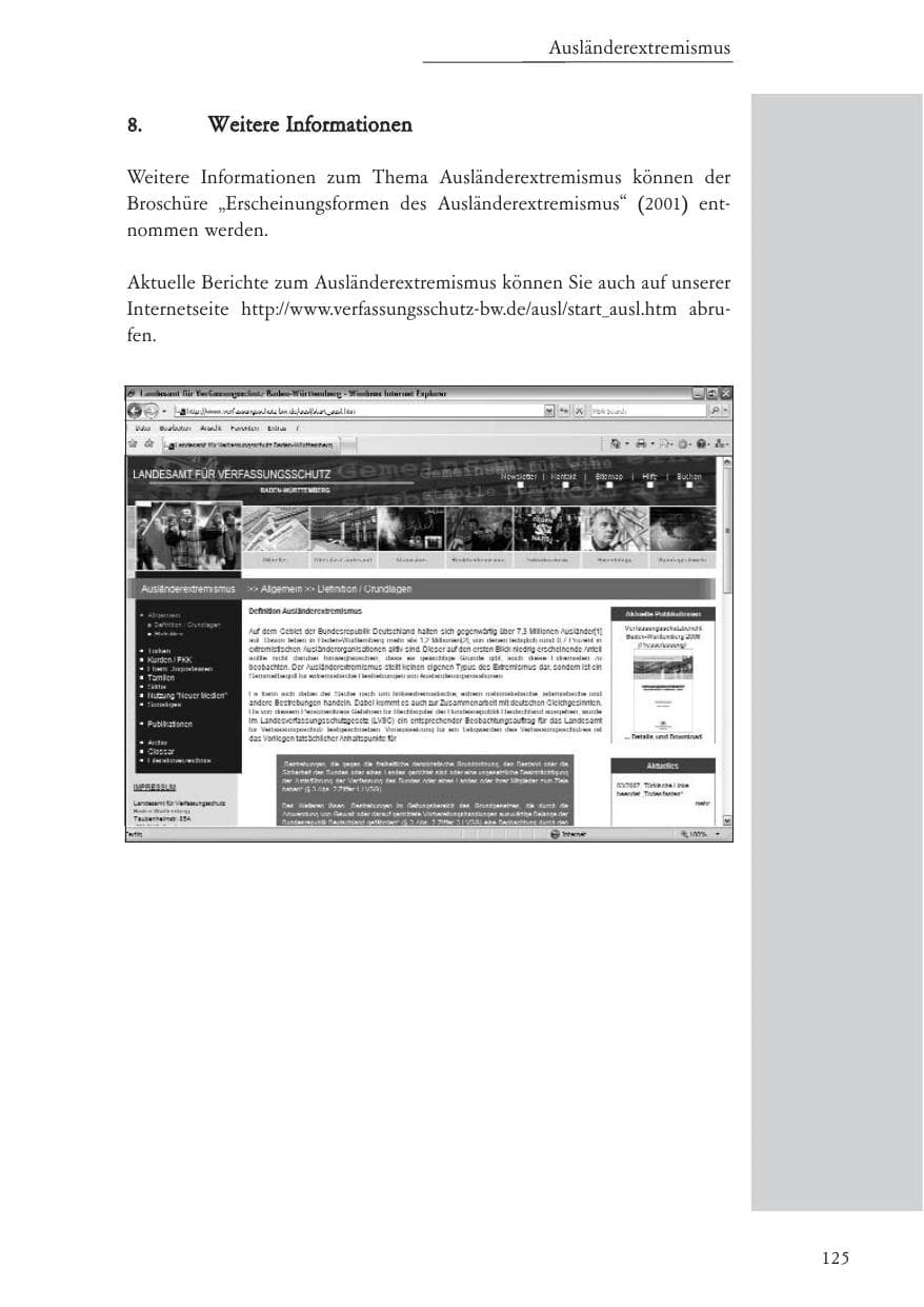 Seite 126 des Verfassungsschutzbericht 2006 Baden-Württemberg