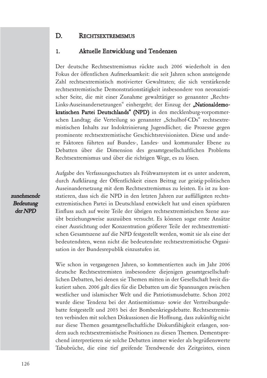 Seite 127 des Verfassungsschutzbericht 2006 Baden-Württemberg