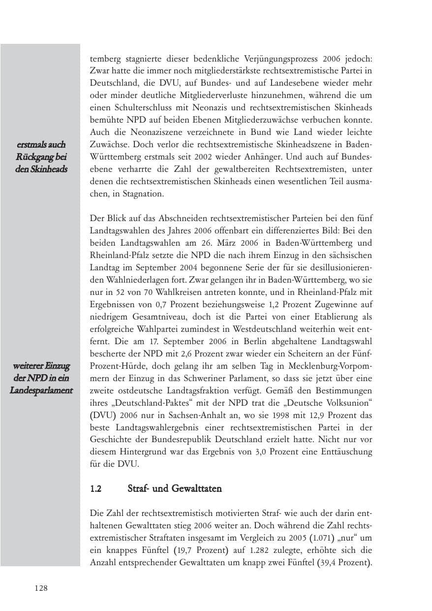 Seite 129 des Verfassungsschutzbericht 2006 Baden-Württemberg