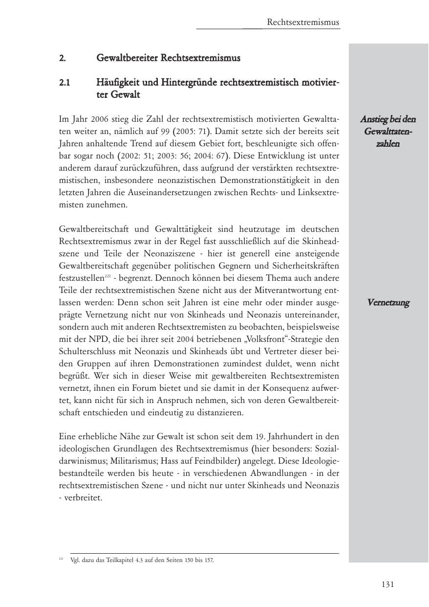 Seite 132 des Verfassungsschutzbericht 2006 Baden-Württemberg