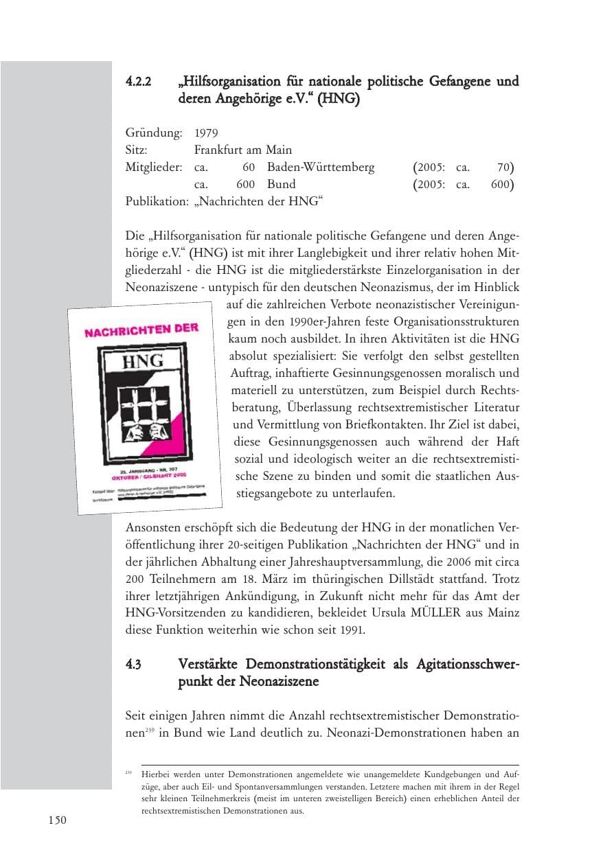 Seite 151 des Verfassungsschutzbericht 2006 Baden-Württemberg