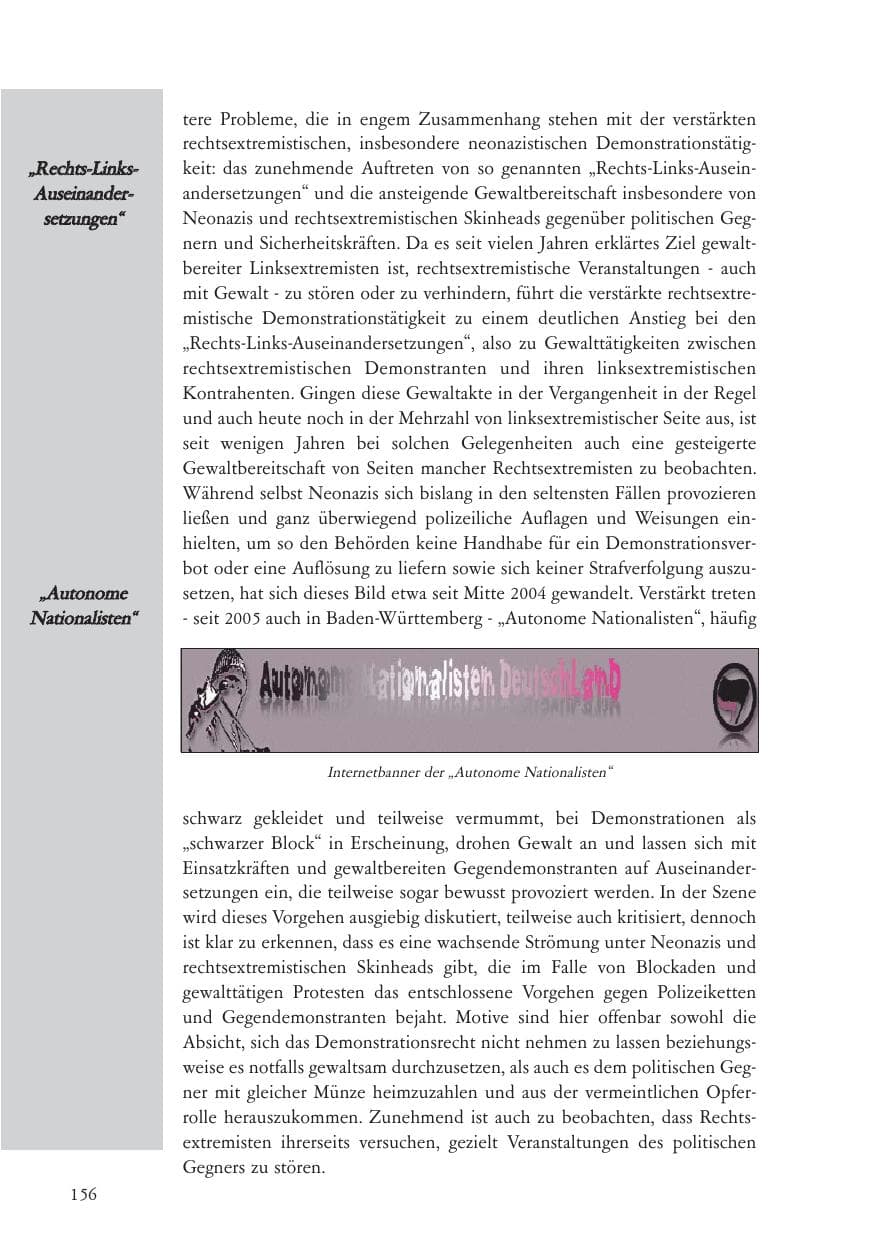 Seite 157 des Verfassungsschutzbericht 2006 Baden-Württemberg
