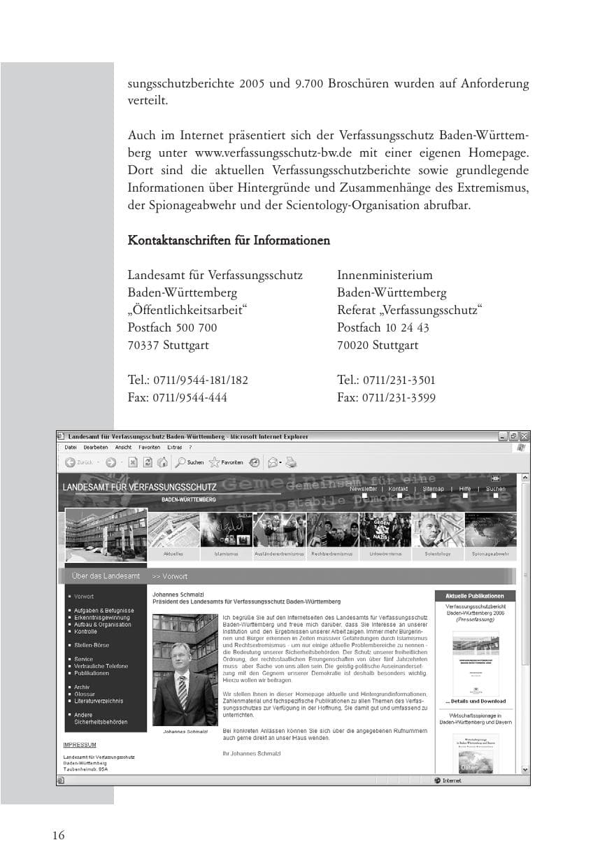 Seite 17 des Verfassungsschutzbericht 2006 Baden-Württemberg