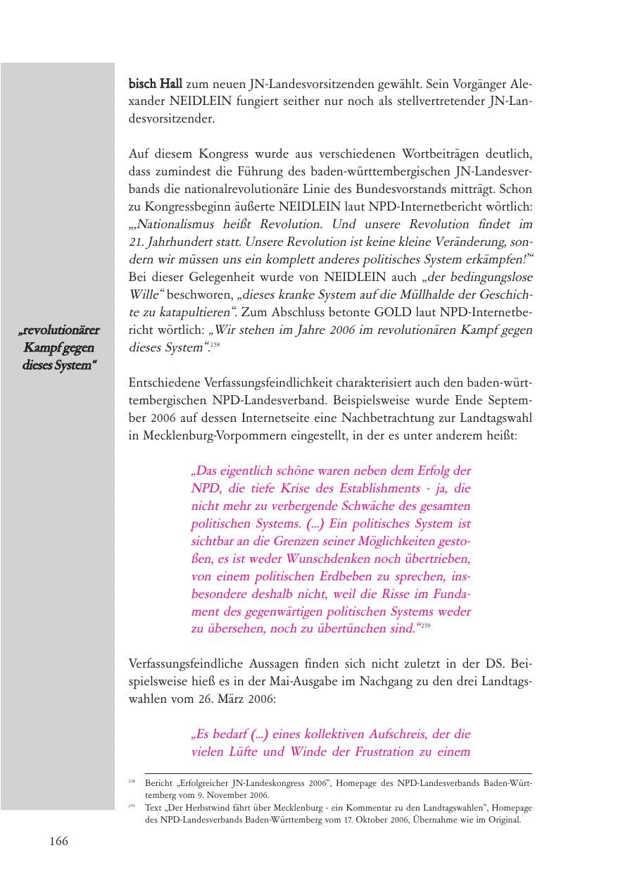 Seite 167 des Verfassungsschutzbericht 2006 Baden-Württemberg