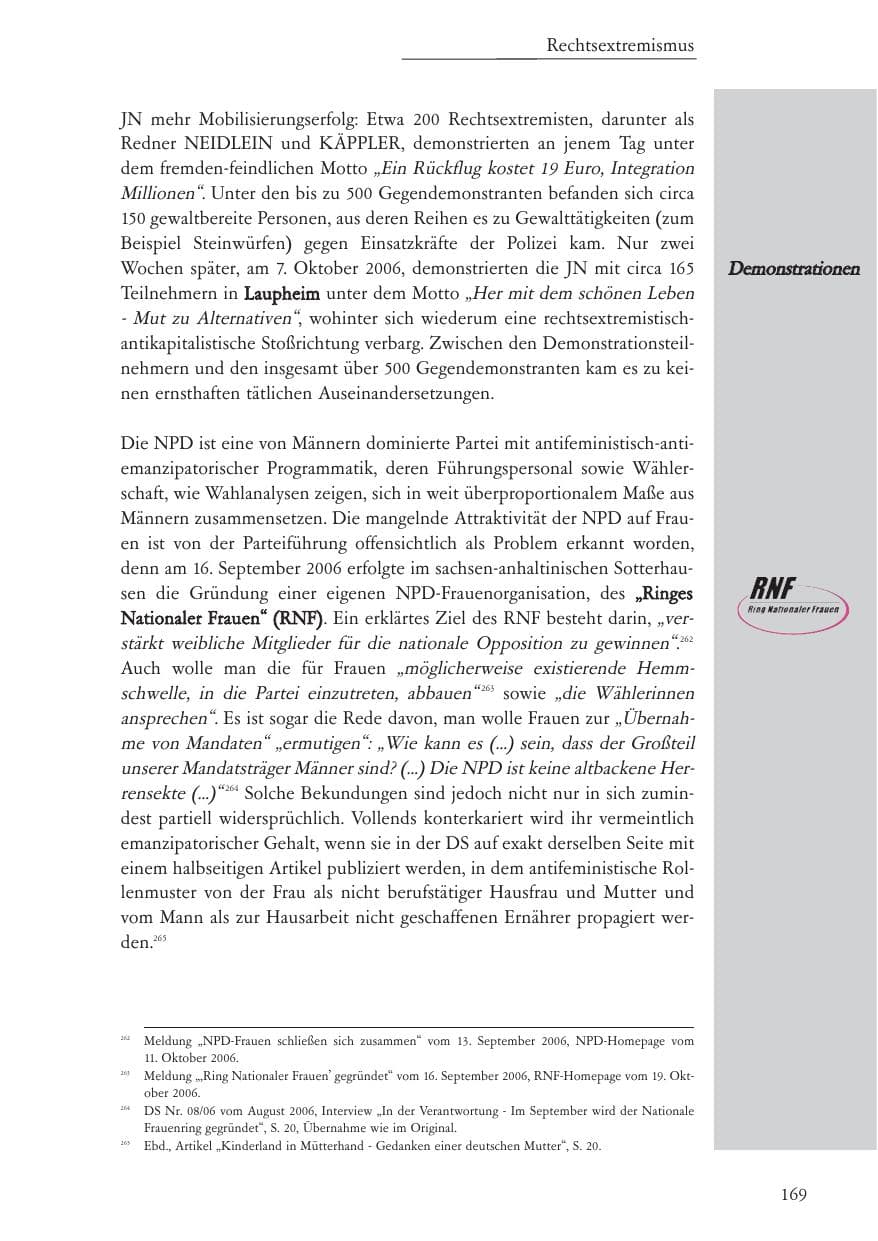 Seite 170 des Verfassungsschutzbericht 2006 Baden-Württemberg