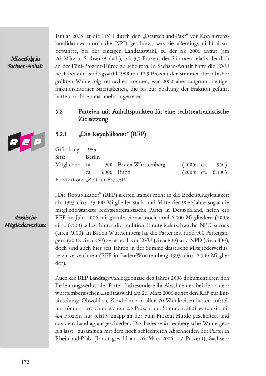 Seite 173 des Verfassungsschutzbericht 2006 Baden-Württemberg