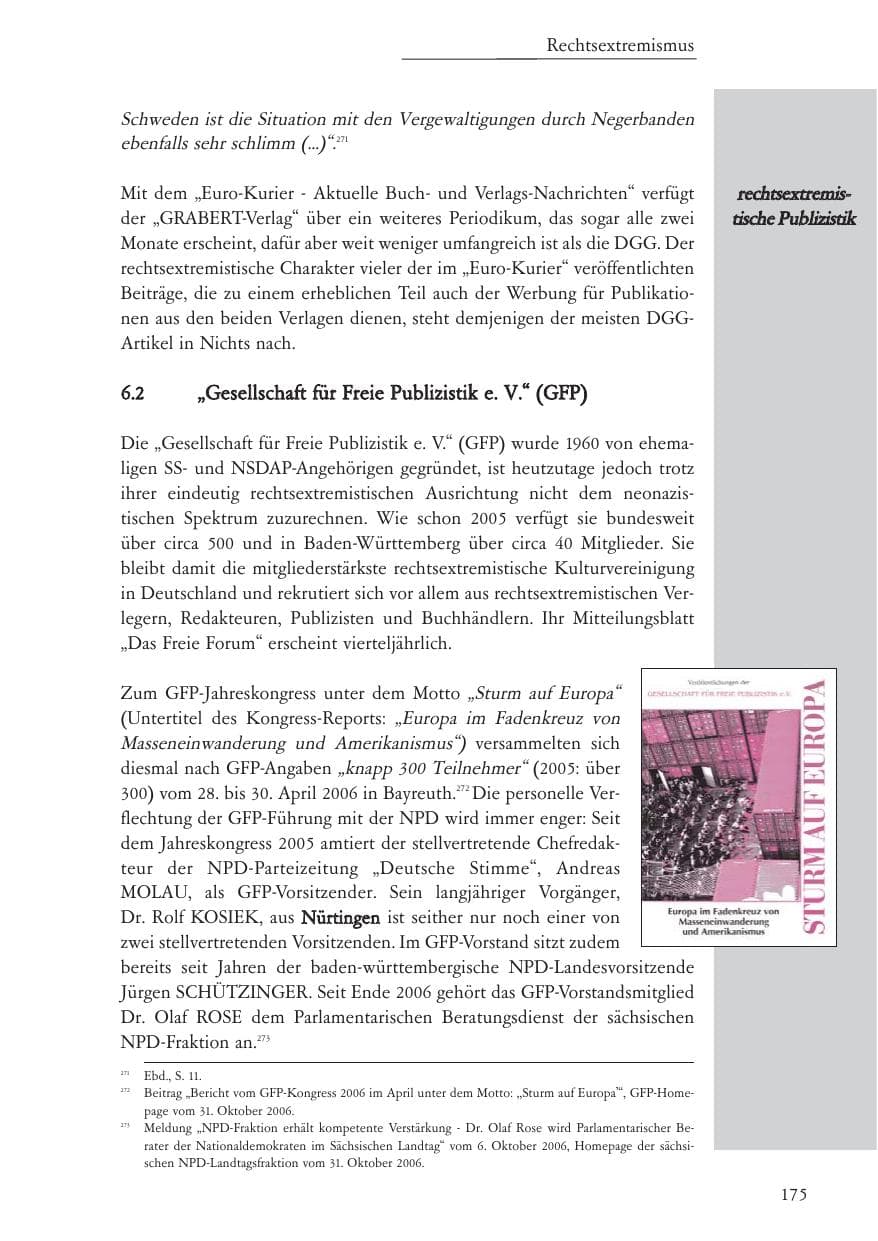 Seite 176 des Verfassungsschutzbericht 2006 Baden-Württemberg