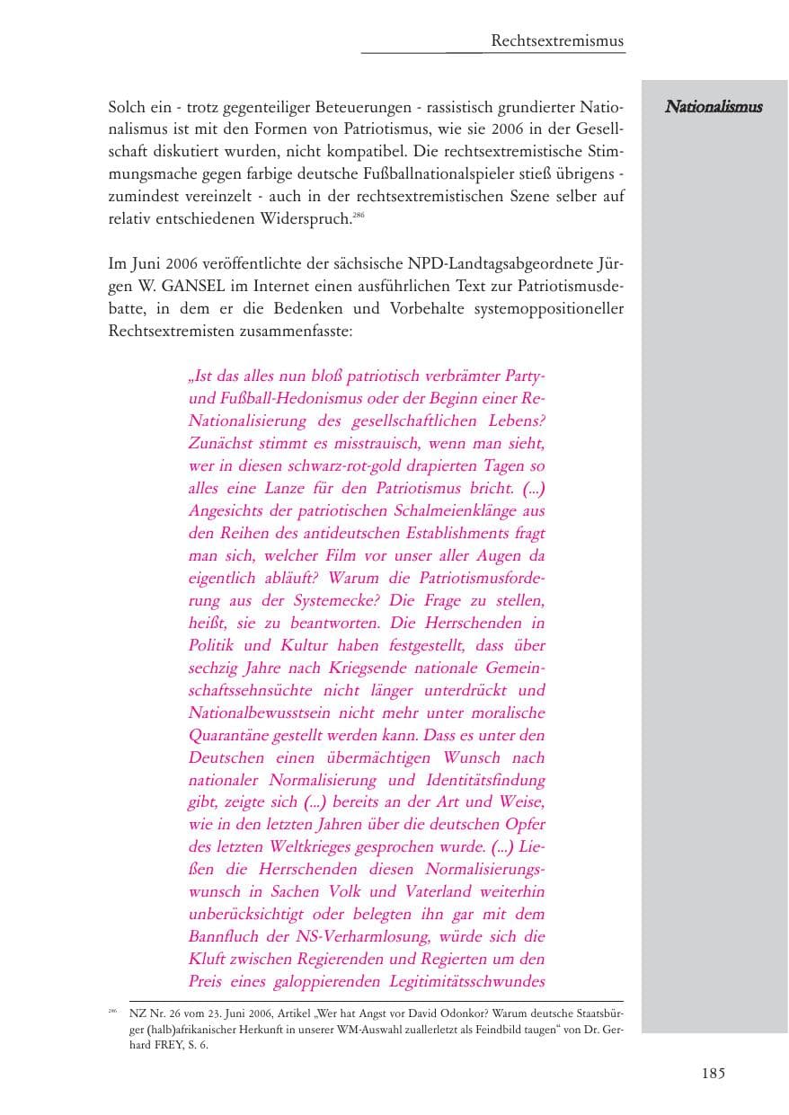Seite 186 des Verfassungsschutzbericht 2006 Baden-Württemberg