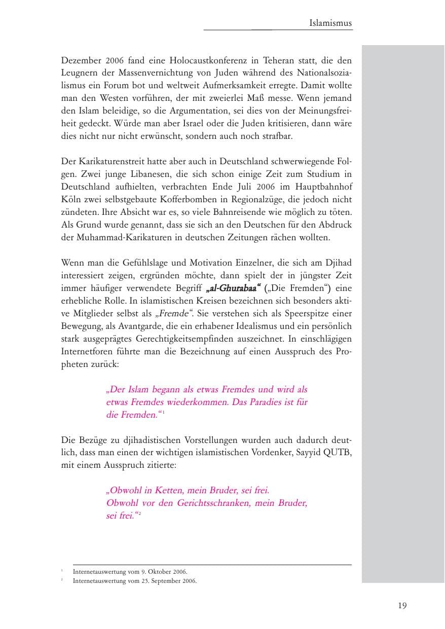 Seite 20 des Verfassungsschutzbericht 2006 Baden-Württemberg