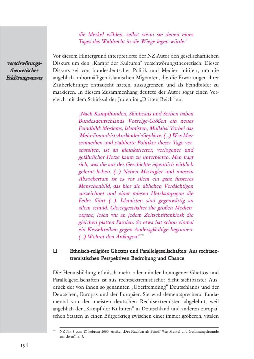 Seite 195 des Verfassungsschutzbericht 2006 Baden-Württemberg