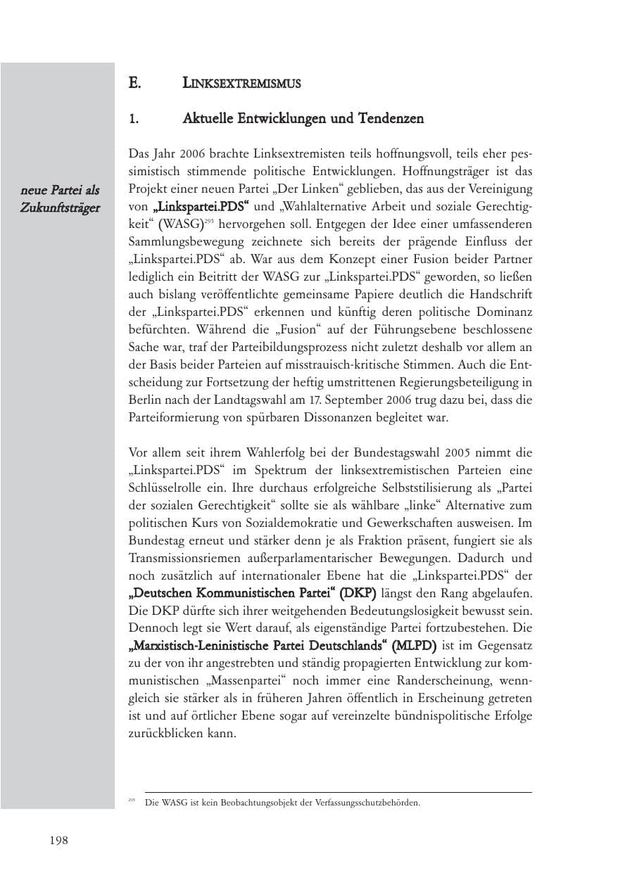 Seite 199 des Verfassungsschutzbericht 2006 Baden-Württemberg
