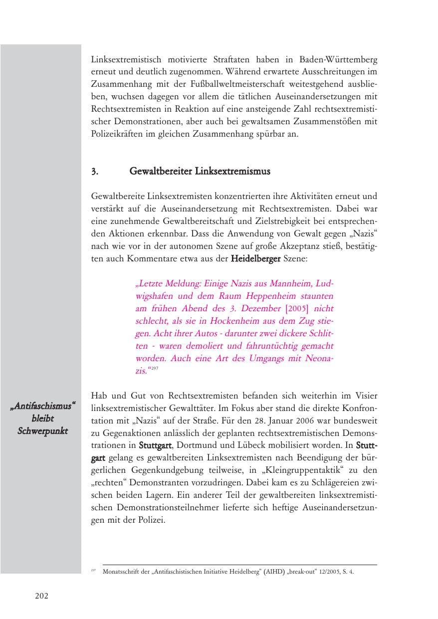 Seite 203 des Verfassungsschutzbericht 2006 Baden-Württemberg
