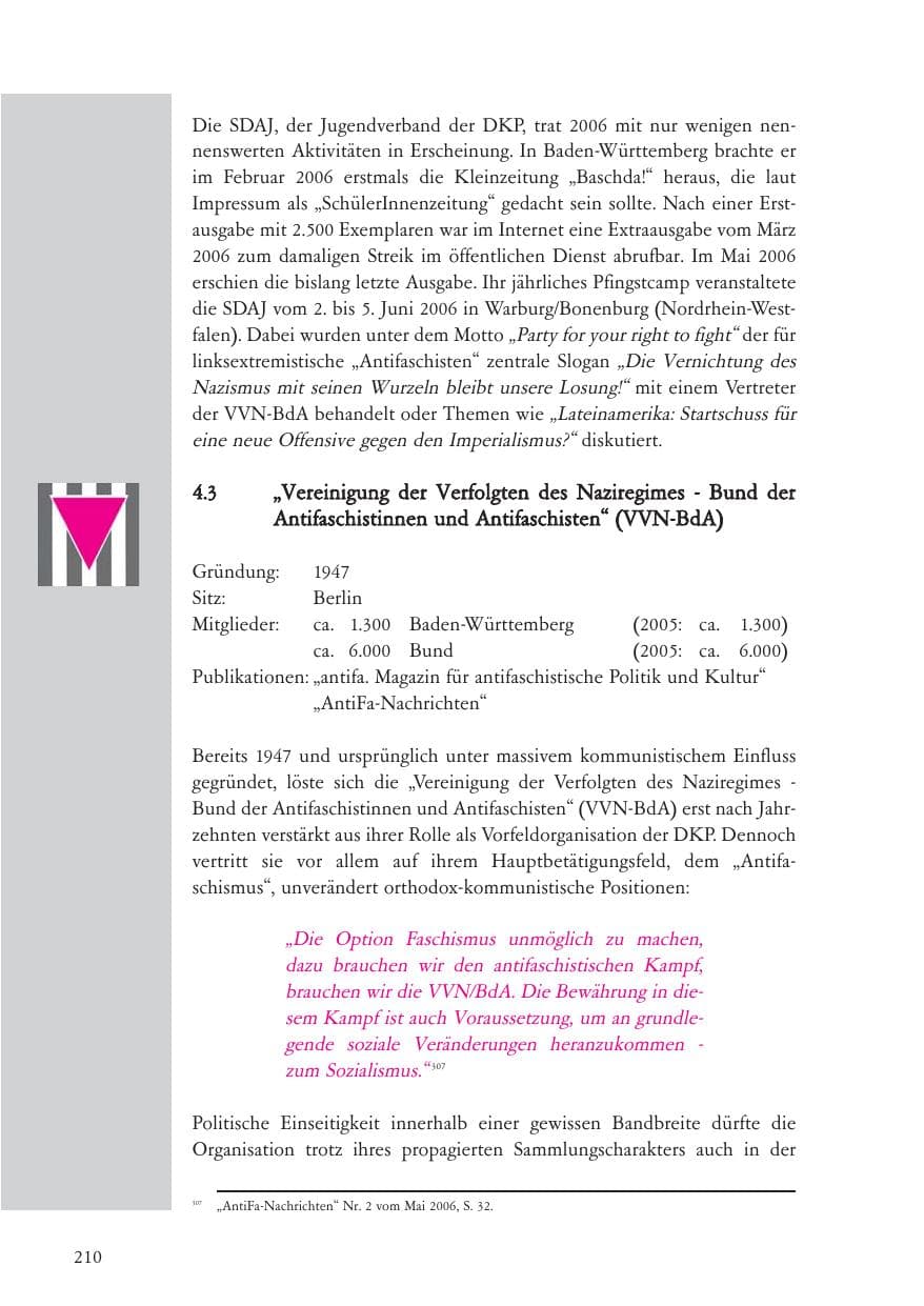 Seite 211 des Verfassungsschutzbericht 2006 Baden-Württemberg