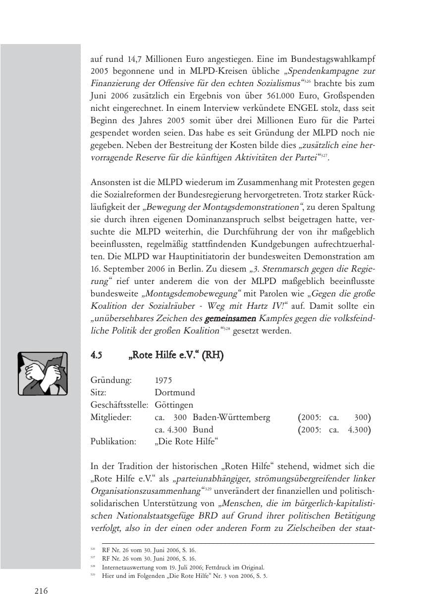 Seite 217 des Verfassungsschutzbericht 2006 Baden-Württemberg