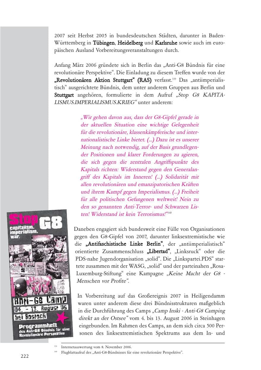 Seite 223 des Verfassungsschutzbericht 2006 Baden-Württemberg