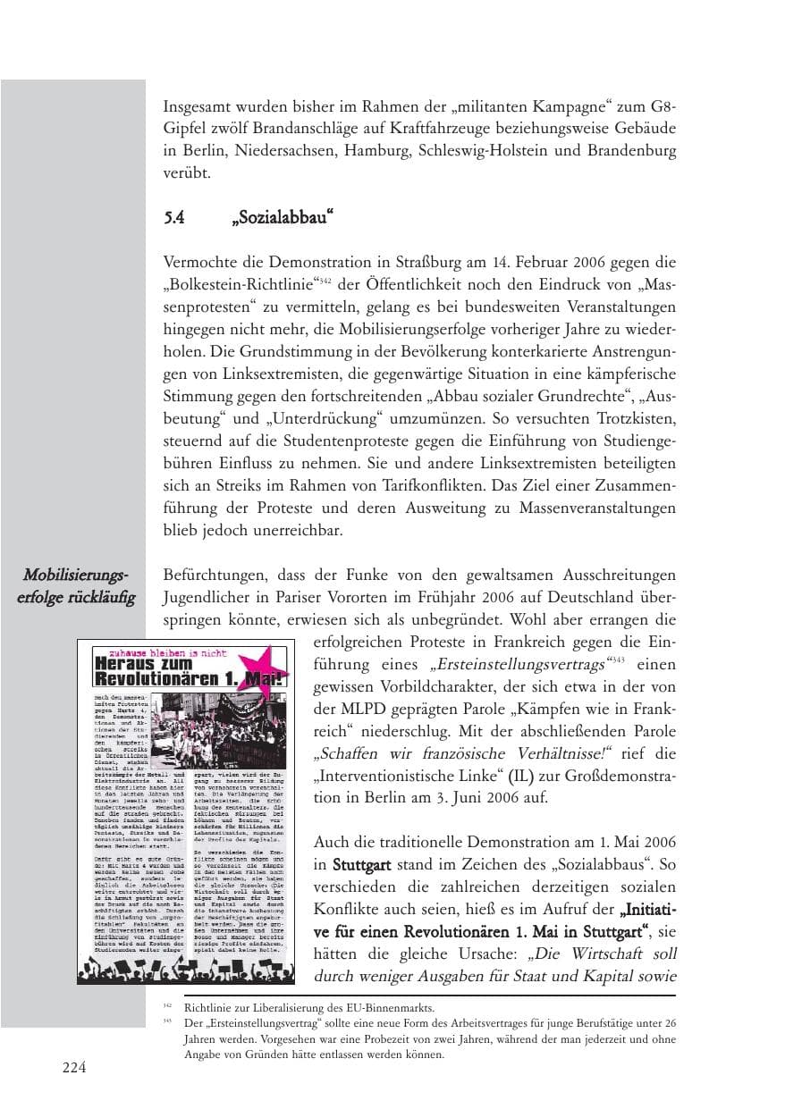 Seite 225 des Verfassungsschutzbericht 2006 Baden-Württemberg