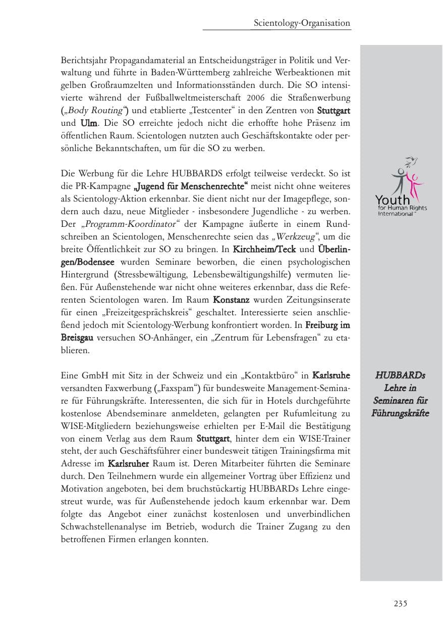 Seite 236 des Verfassungsschutzbericht 2006 Baden-Württemberg