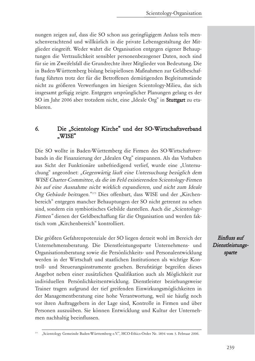 Seite 240 des Verfassungsschutzbericht 2006 Baden-Württemberg