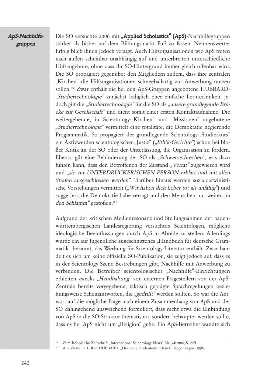 Seite 243 des Verfassungsschutzbericht 2006 Baden-Württemberg