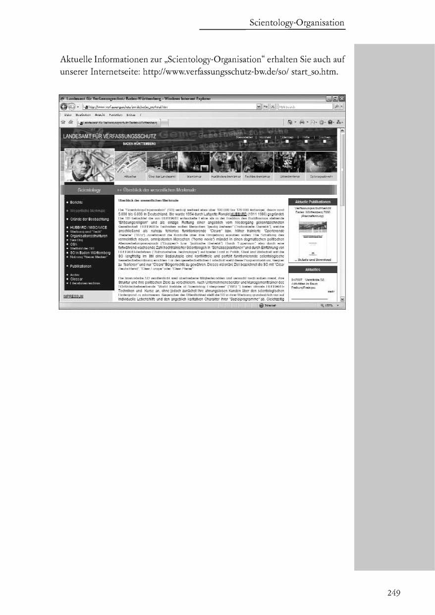 Seite 250 des Verfassungsschutzbericht 2006 Baden-Württemberg