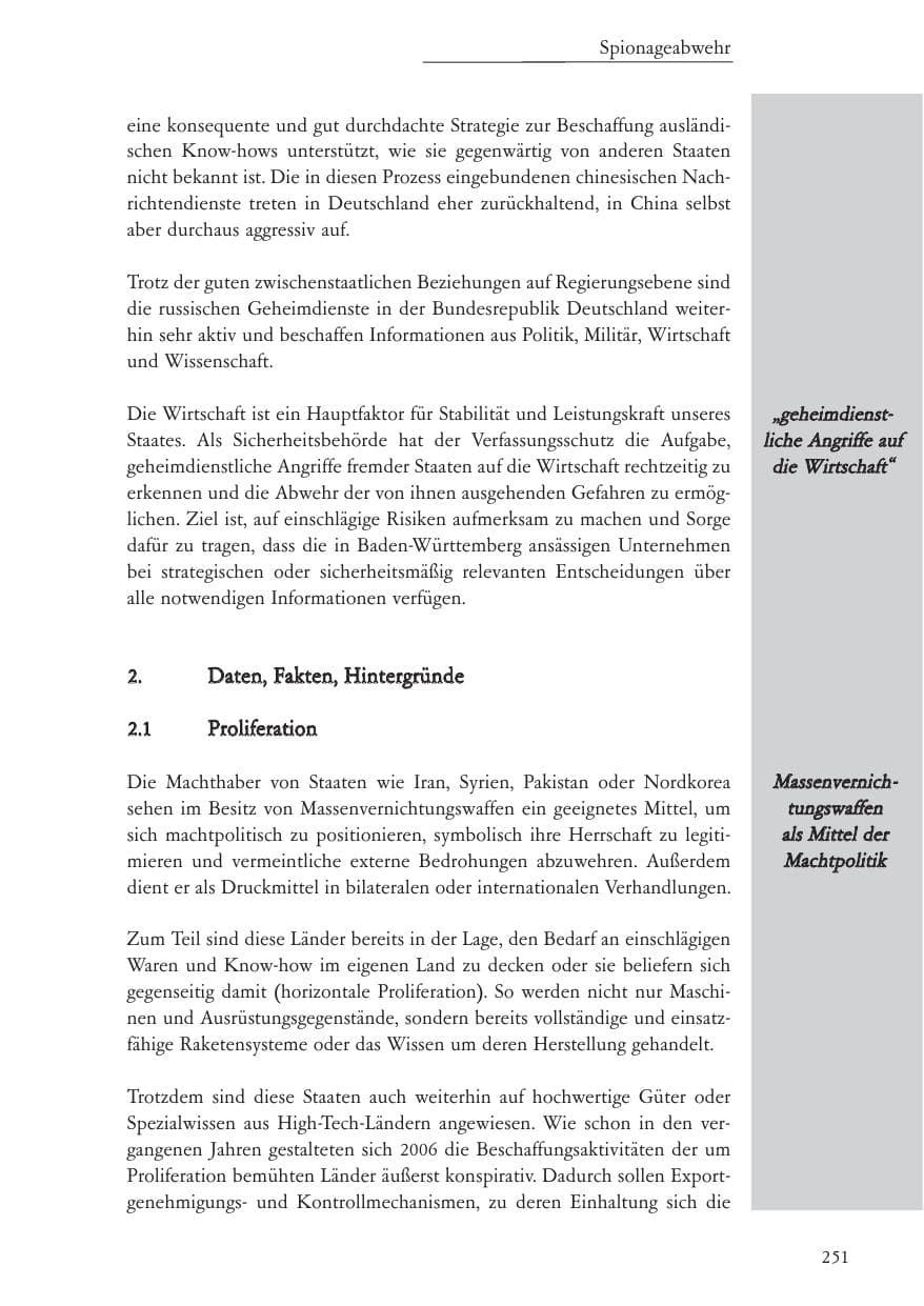 Seite 252 des Verfassungsschutzbericht 2006 Baden-Württemberg
