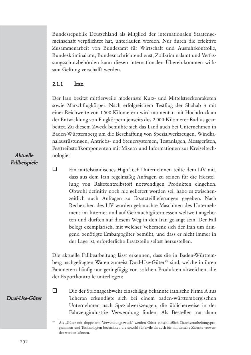 Seite 253 des Verfassungsschutzbericht 2006 Baden-Württemberg