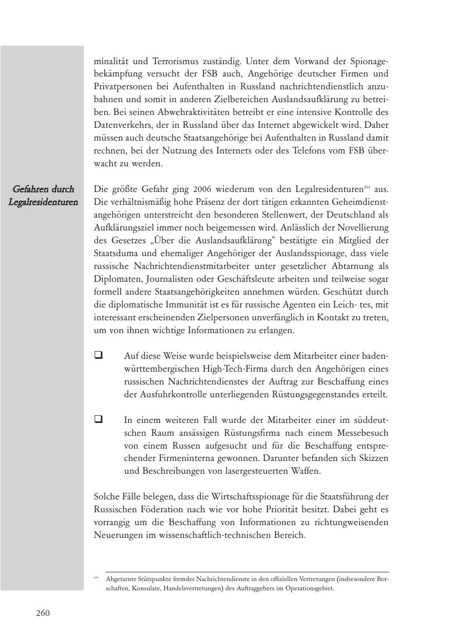 Seite 261 des Verfassungsschutzbericht 2006 Baden-Württemberg