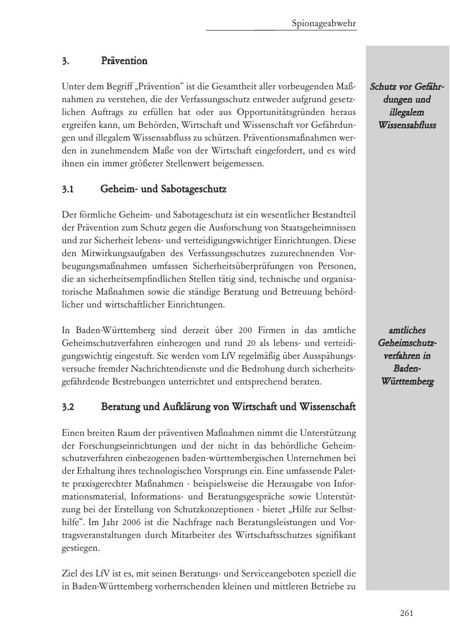 Seite 262 des Verfassungsschutzbericht 2006 Baden-Württemberg