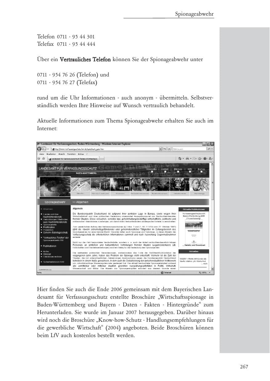 Seite 268 des Verfassungsschutzbericht 2006 Baden-Württemberg