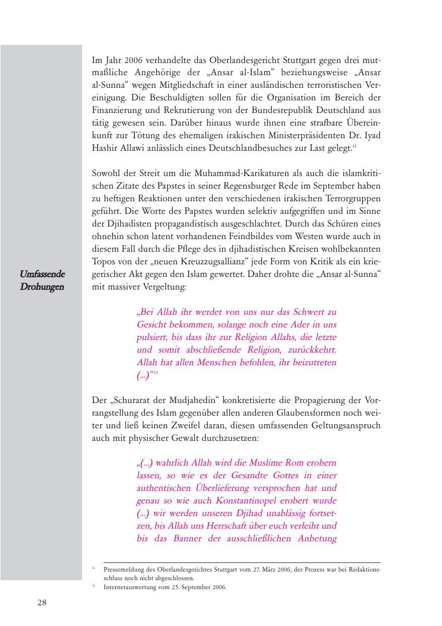 Seite 29 des Verfassungsschutzbericht 2006 Baden-Württemberg