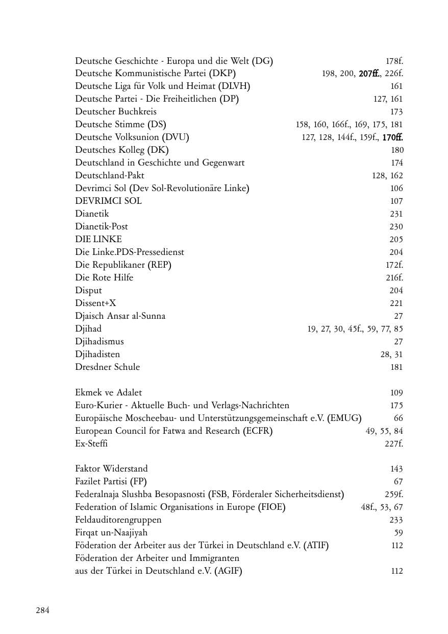 Seite 285 des Verfassungsschutzbericht 2006 Baden-Württemberg