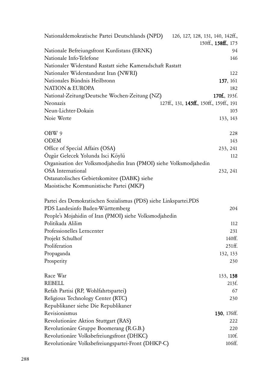 Seite 289 des Verfassungsschutzbericht 2006 Baden-Württemberg