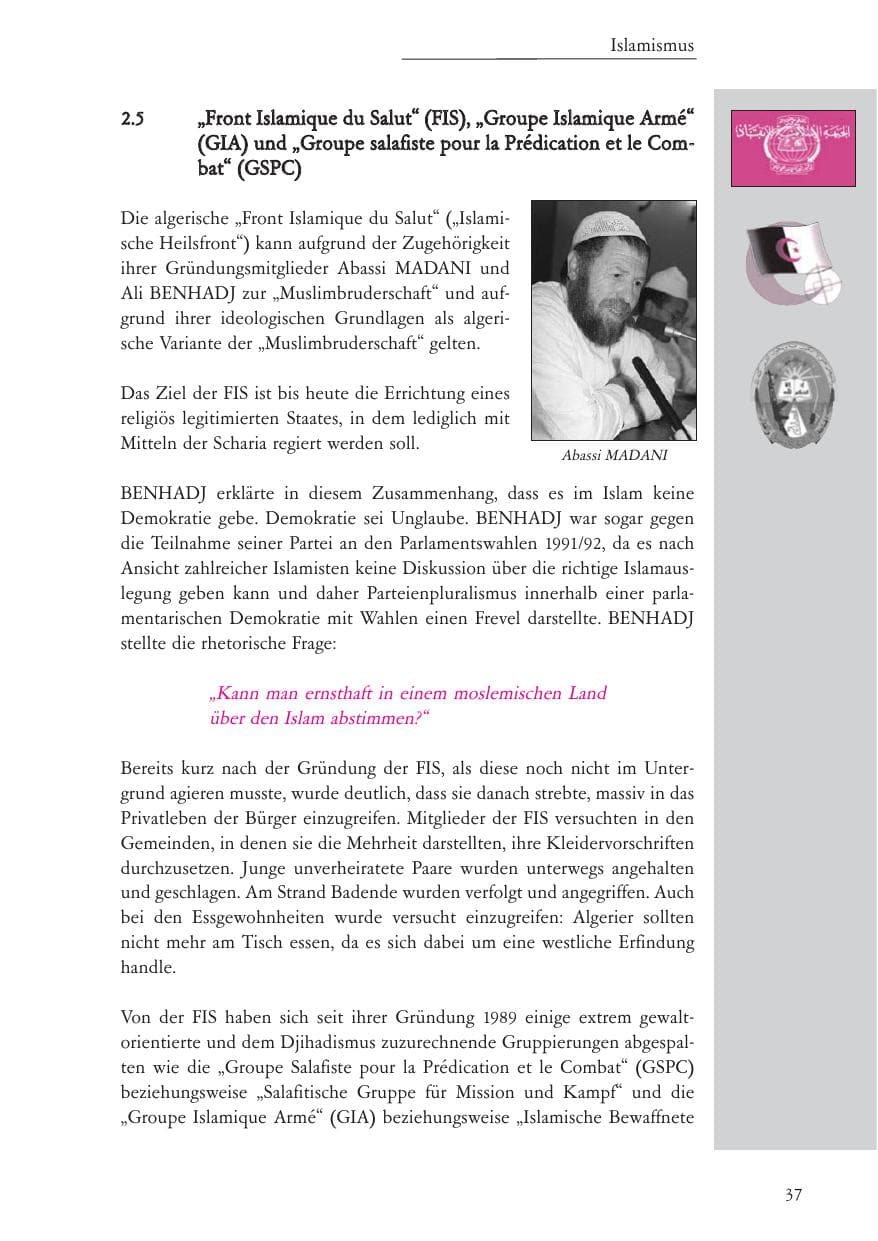 Seite 38 des Verfassungsschutzbericht 2006 Baden-Württemberg