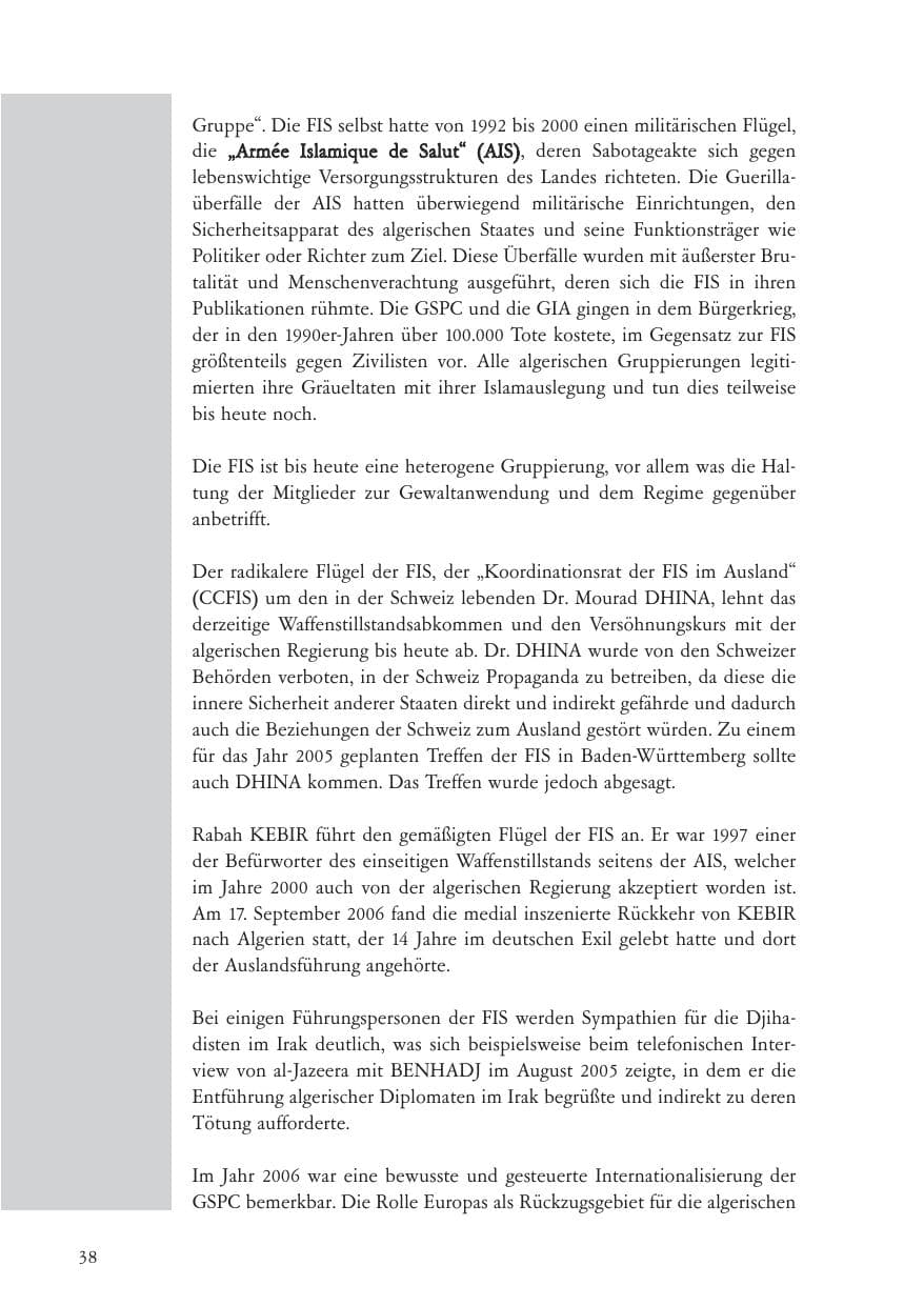 Seite 39 des Verfassungsschutzbericht 2006 Baden-Württemberg