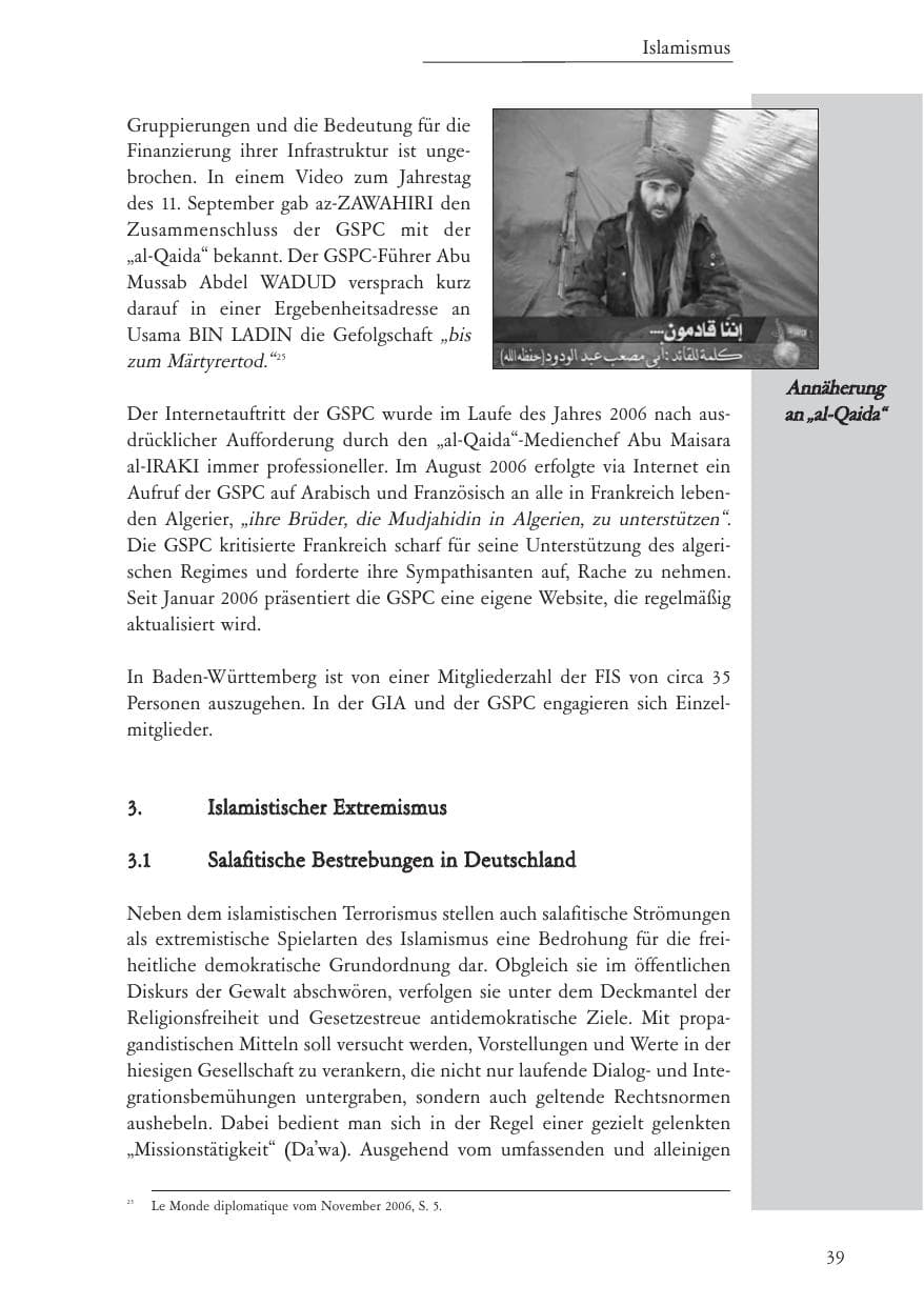Seite 40 des Verfassungsschutzbericht 2006 Baden-Württemberg