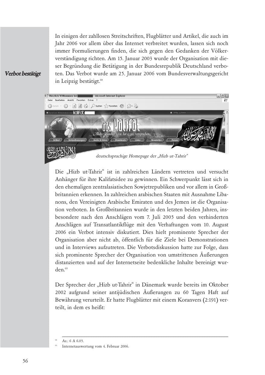 Seite 57 des Verfassungsschutzbericht 2006 Baden-Württemberg
