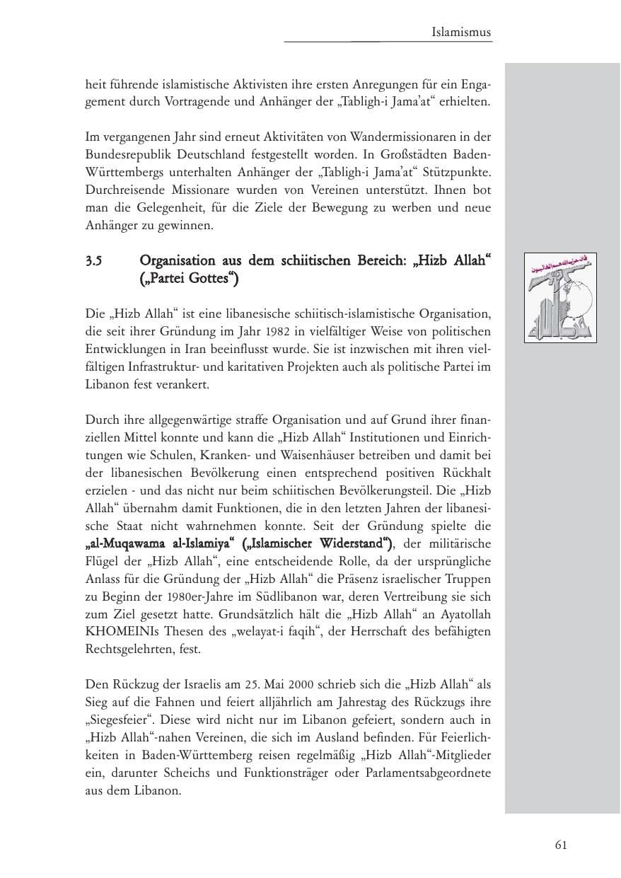 Seite 62 des Verfassungsschutzbericht 2006 Baden-Württemberg