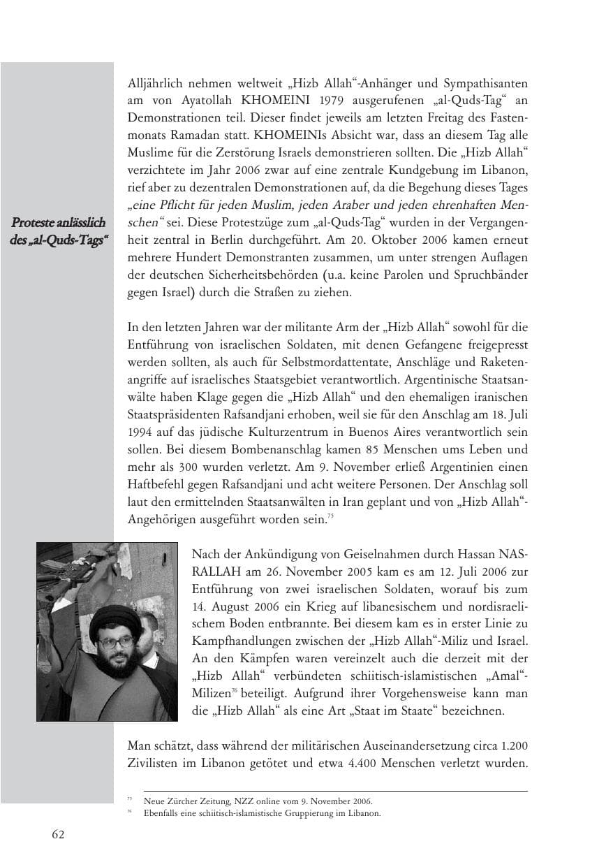 Seite 63 des Verfassungsschutzbericht 2006 Baden-Württemberg