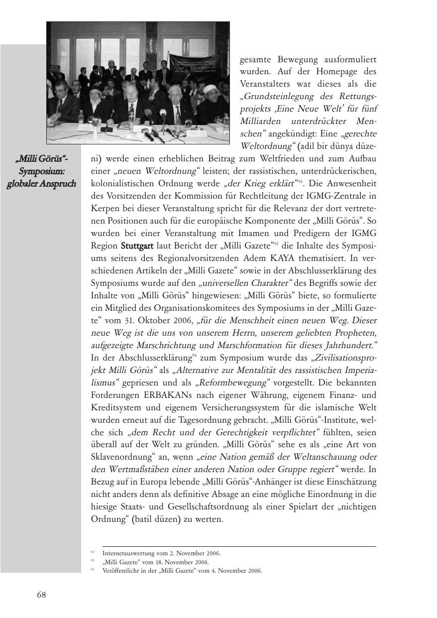 Seite 69 des Verfassungsschutzbericht 2006 Baden-Württemberg