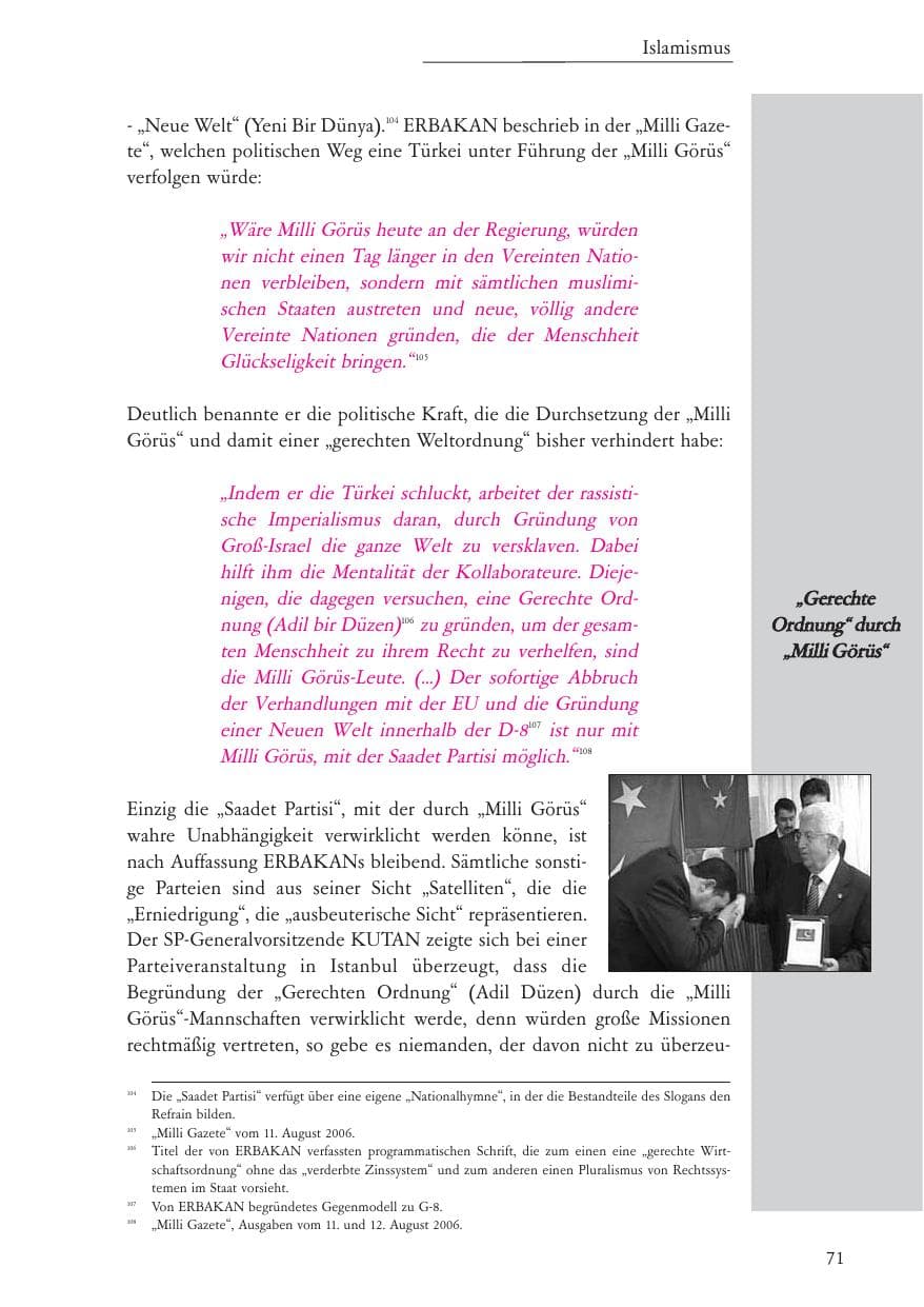 Seite 72 des Verfassungsschutzbericht 2006 Baden-Württemberg