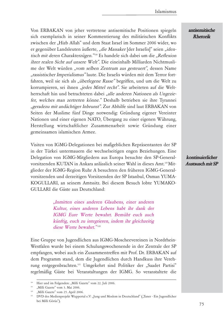 Seite 76 des Verfassungsschutzbericht 2006 Baden-Württemberg