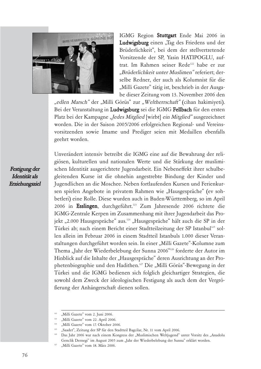 Seite 77 des Verfassungsschutzbericht 2006 Baden-Württemberg