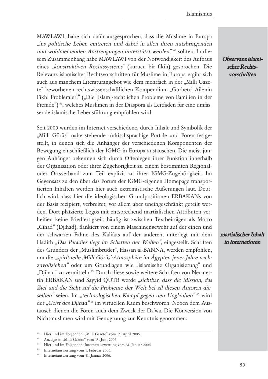 Seite 86 des Verfassungsschutzbericht 2006 Baden-Württemberg