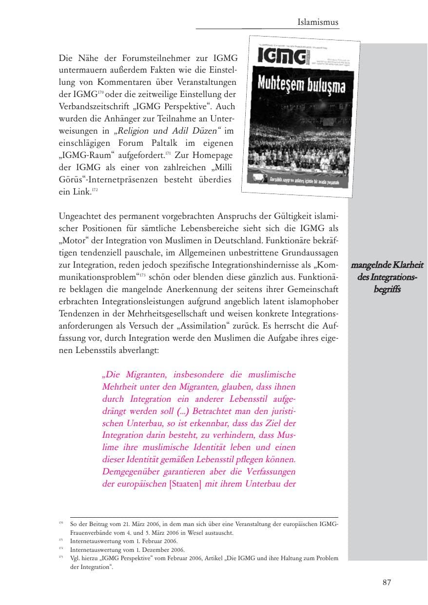 Seite 88 des Verfassungsschutzbericht 2006 Baden-Württemberg