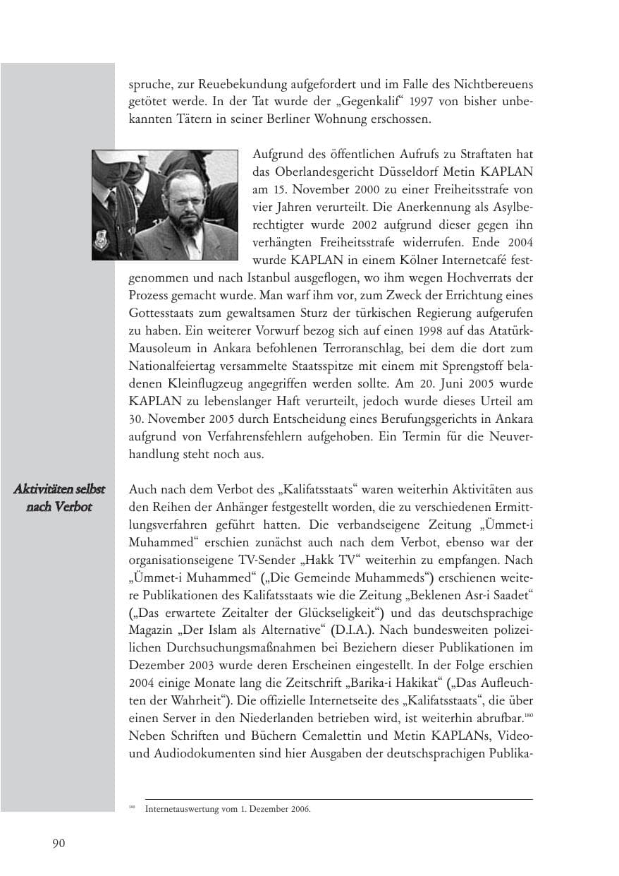 Seite 91 des Verfassungsschutzbericht 2006 Baden-Württemberg
